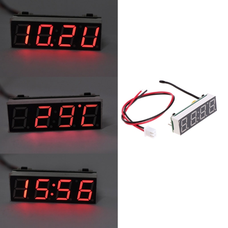 Car LED Clock Time Voltage 3 in 1 Meter 12V 5-20V L15