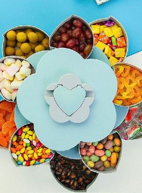 Rotating Petal Candy Box 2-layer Snack Tray Case Nut