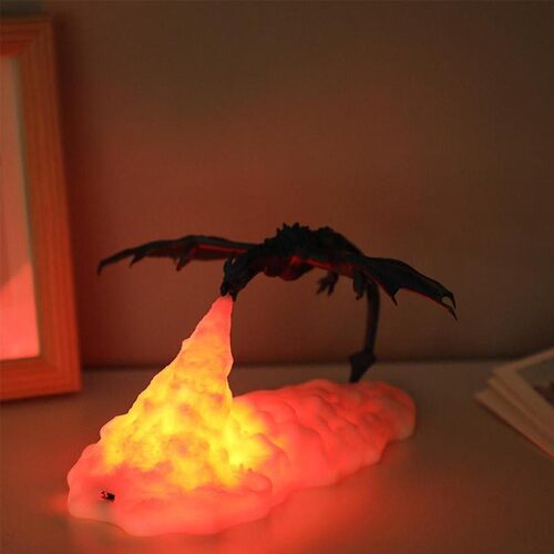 3d Printed Fire Breathing Dragon Shape Lamp Night Light For