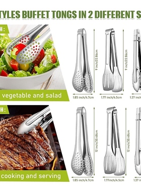 Hot 6 Pcs Buffet Tongs Set Stainless Steel Food Serving