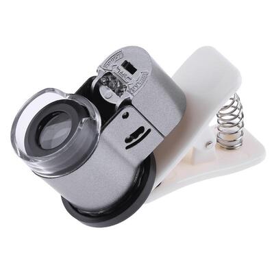 65X Zoom Clipon Microscope LED Jewelry Loupe + UV Light Magn