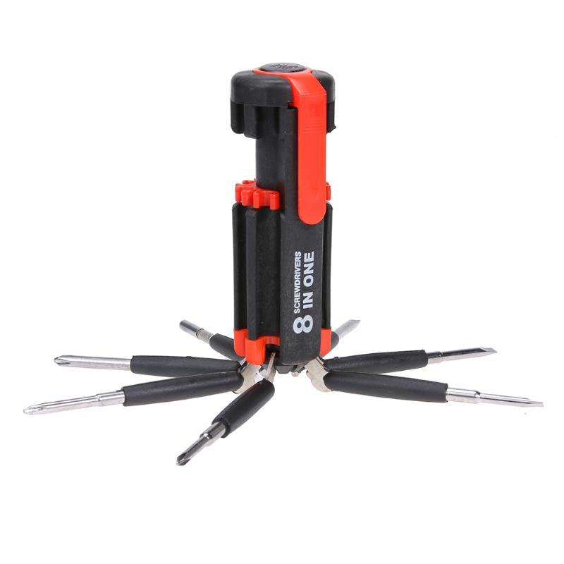 8 in 1 Fold Hand Tool Sets With 6 LED Torch Tools Light Up F