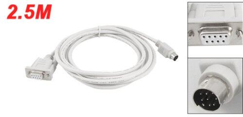 DB9P to 8P Mini Din RS232 Cable 8.2 Ft for PLC DVP-EH