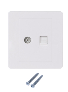 RJ45 Adapter+TV Antenna Coaxial Mount Output Faceplate Panel