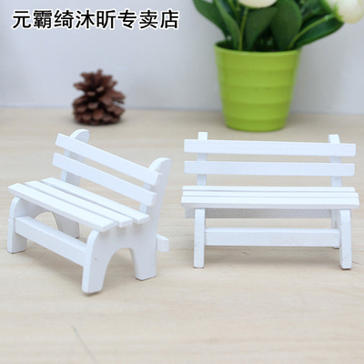 White Wooden Miniature Mini Chair Garden Crafts Figurines Mi