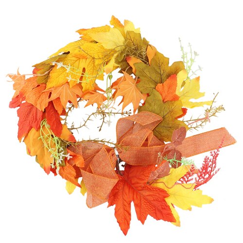 Hot Artificial Plant Color Maple Leaf Rattan Wreath Door