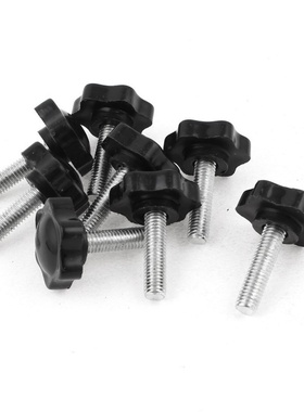 8 Pcs Black Spare Part M8 x 30mm Male Threaded Knurled Grip