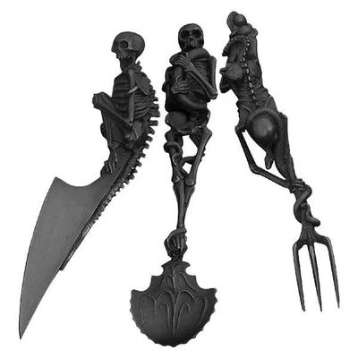 Halloween Skeleton Cutlery Set Metal Flatware Tableware