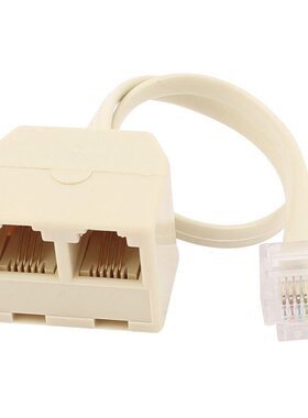 RJ11 6P4C 2 Way Outlet TelephoJack LiSplitter Adapter Beige