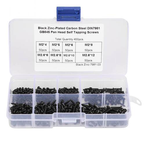 400Pcs Black M2/ M2.6  Pan  Self Tapping Screws Tools Part A