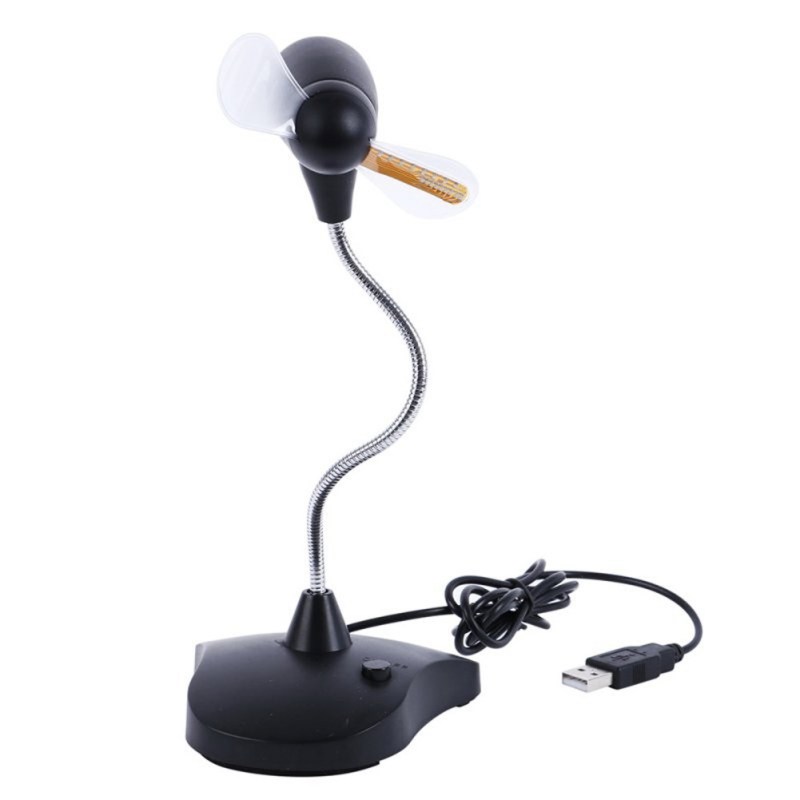 Mini USB Clock Fan Gooseneck LED Clock Cool For LapPC Notebo