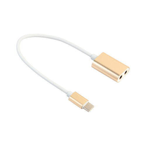 Type C To Female Y Splitter Cable Lead AUX Headphone Earphon