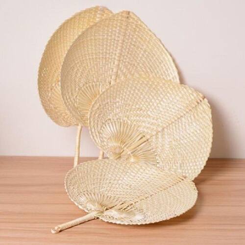 Pure Handmade DIY Heart Shaped Bamboo Woven Fan Summer