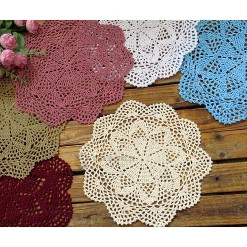 Handmade Round lace cotton table place mat cloth crochet pla