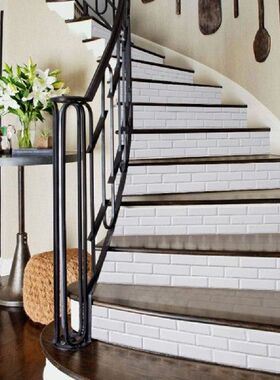 White Brick Pattern Staircase Wall Sticker Kitchen Bathroom