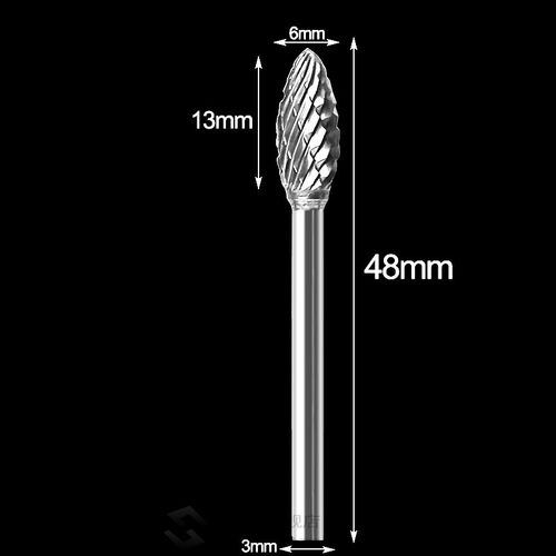 1/8 Tungsten Carbide 3x6mm Drill Bits Rotary Burrs Metal Dia