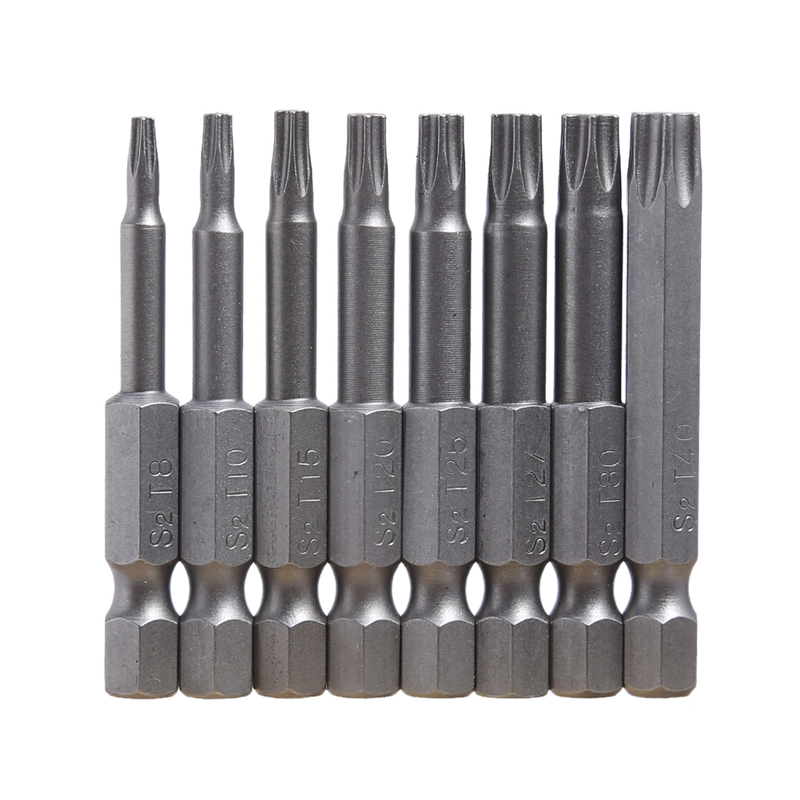 1/4 Inch Torx Bits 50 mm Long Torx Set T8, T10, T15, T20, T2