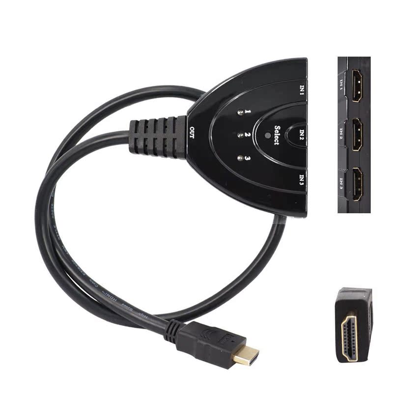 3 Port 1080P 3D HDMI AUTO Switch Switcher Splitter Hub with