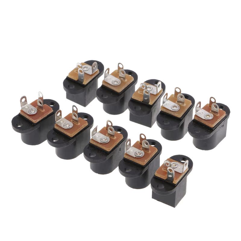 10 Pieces 5.5x2.5mm 3 Pin DC Female Socket Panel Mounting Po