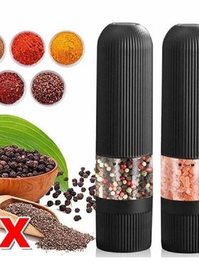 2pcs Black Grinders Adjustable Electric Salt and Pepper