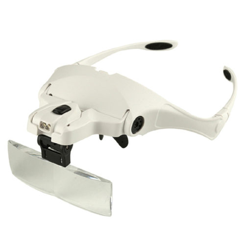 1.0X-3.5X 5 Lens Loupe Headband 2 LED Lights Eyewear Magnifi