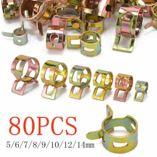80Pcs 5/6/7/8/9/10/12/14mm Spring Clip Vacuum Fuel Line Hose