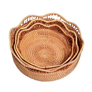Hot Rattan Fruit Tray Storage Lace Basket Kitchen Storage
