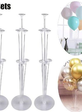 3 Sets Balloon Stand Holder Kit With 7 Sticks 7 Cups And 1