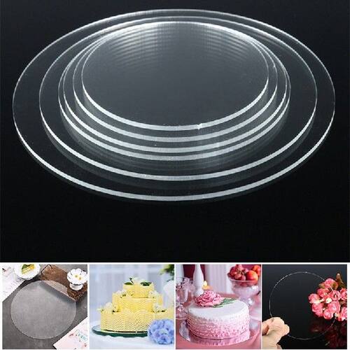 2PCS Round Acrylic Cake Display Board Cake Edge Smoother