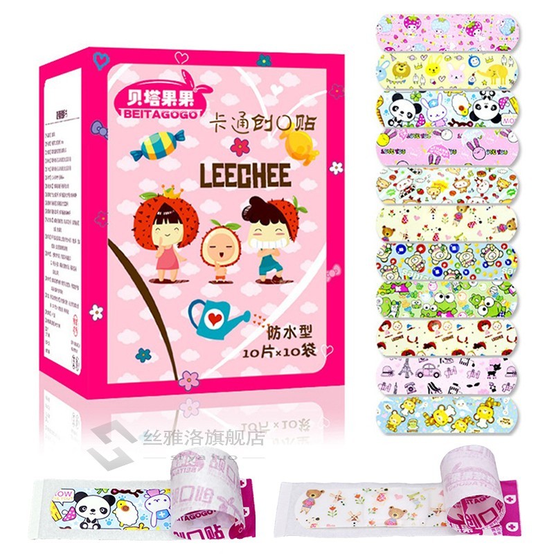 100PCS Waterproof Breathable PE Cute Cartoon Band Aids Adhes