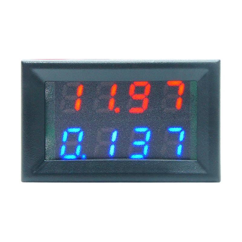 4 Bit DC 200V 10A Red Blue LED Dual Display Voltmeter Ammete
