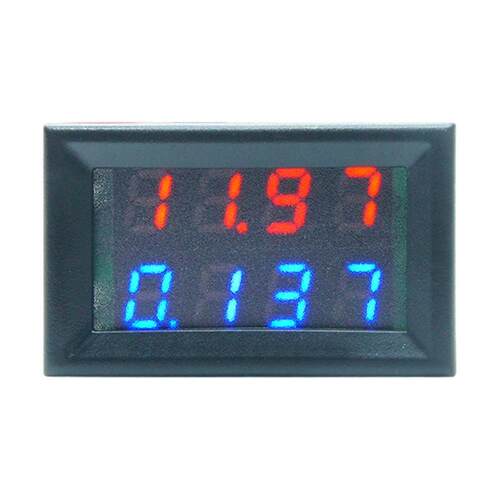 4 Bit DC 200V 10A Red Blue LED Dual Display Voltmeter Ammete