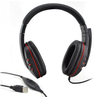 For Sony PS3 PS4 PC Game Leather USB Wired Stereo Micphone H