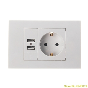 Wall Power Socket Plug 16A EU Electrical Outlet 1000mA Dual