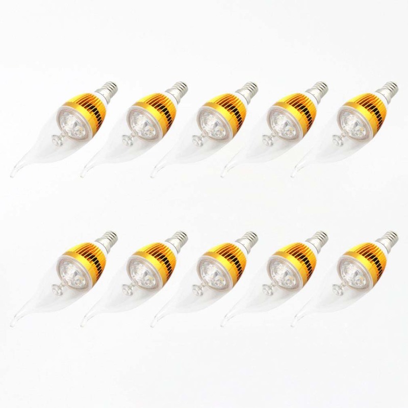 10 pcs 3W E14 270LM 2800K ~ 3000K Warm White LED Candle Lamp