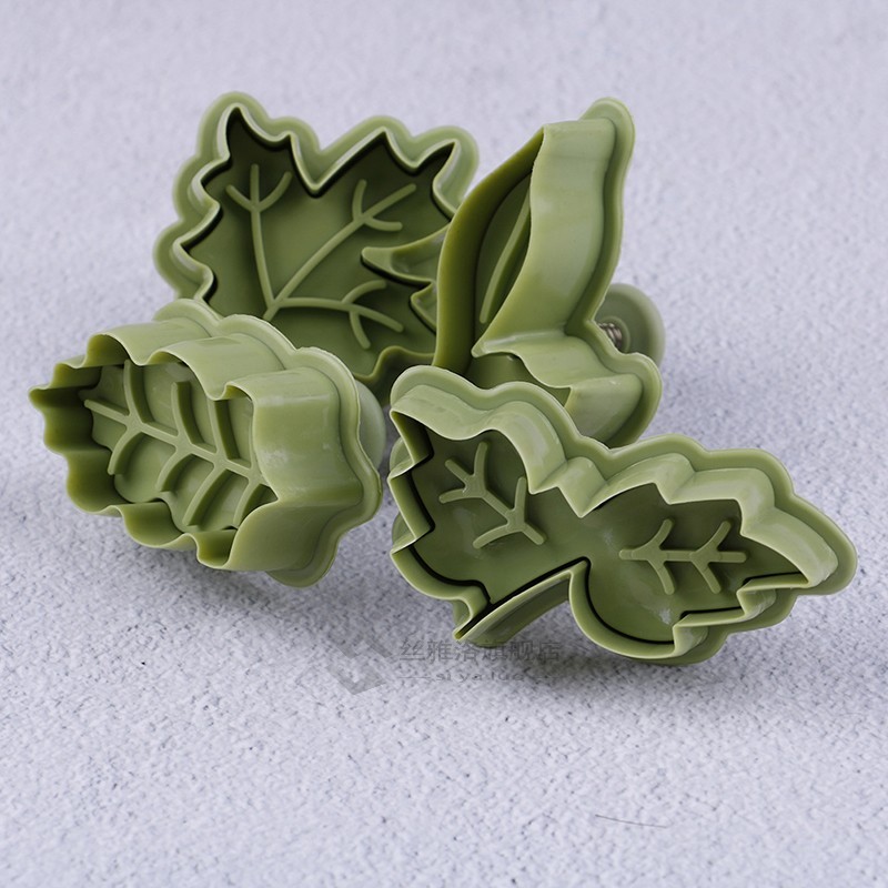 4PCS/Set Cookie Cutters Moulds Leaf Shape Plastic Baking Mou