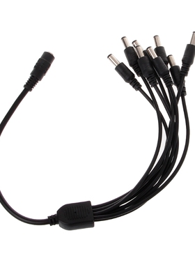 1 Female to 8 Male Plug 5.5x2.1mm Port 12V DC Power Adapter