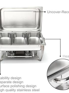 9L Foldable Stainless Steel Square Buffet Stove Dish Set Con