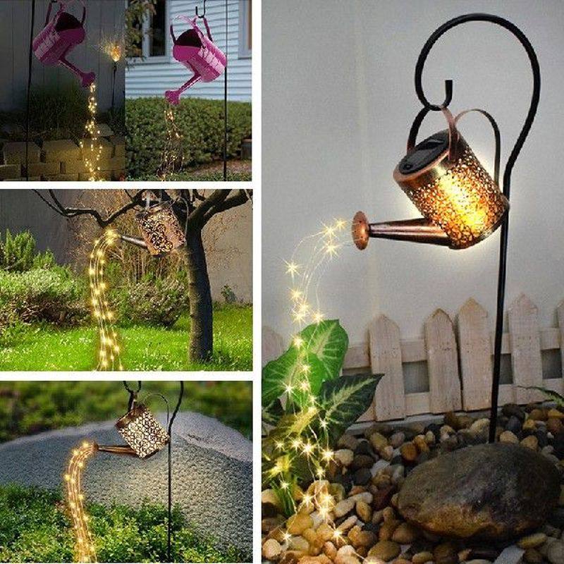 outdoor solar watering can ornament lamp garden landscape