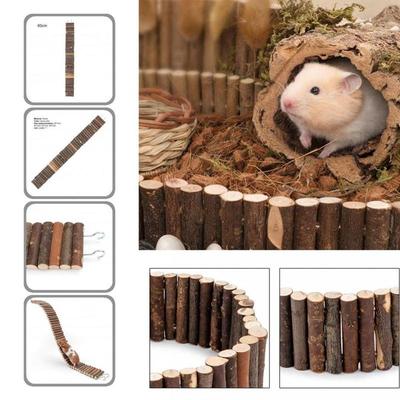 Relieve Boredom Natural Wood Hamster Suspension Bridge Toy