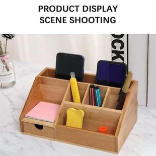 Desktop Storage Box Bamboo Stationery Organiser Letter