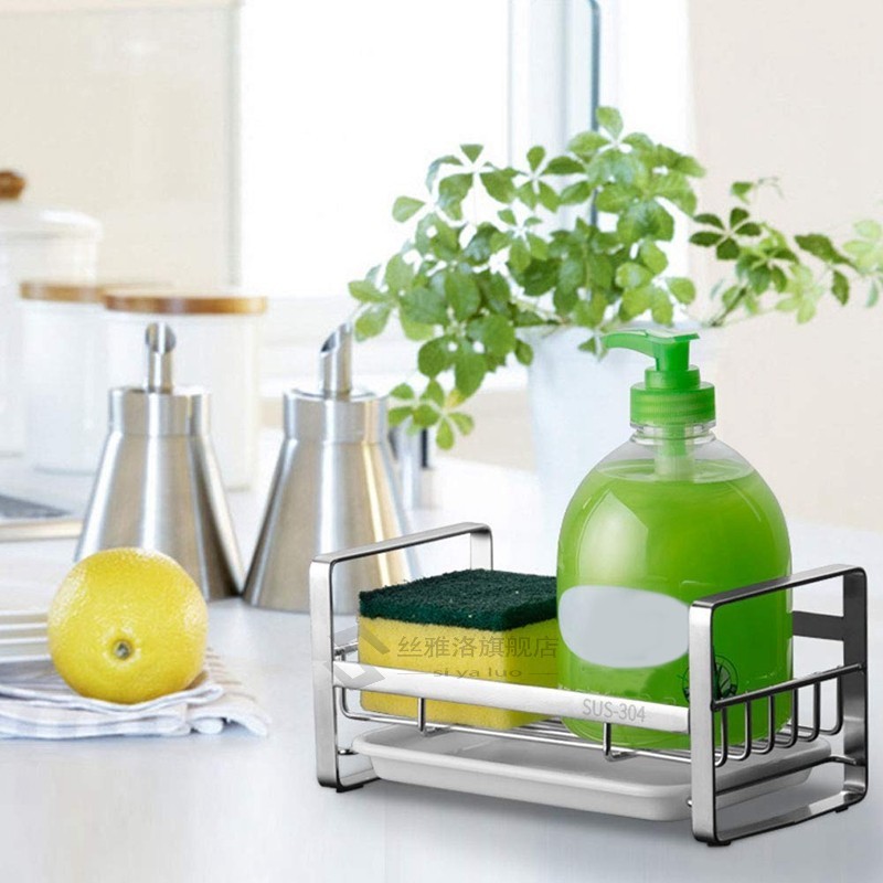 Sponge Holder, Sponge and Soap Holder for Kitchen Sink, 304