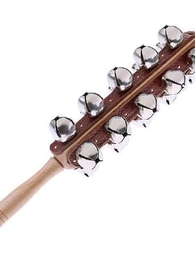 Wooden Stick Hand Held Shake Bell 21 Metal Bell Sleigh