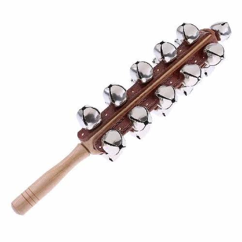 Wooden Stick Hand Held Shake Bell 21 Metal Bell Sleigh