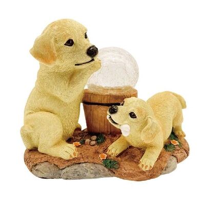 Cute Luminous Dog Ornament with Crystal Ball Durable Garden