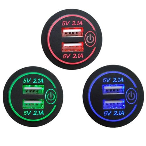 12V 24V Dual USB 2.1A LED Car Charger Adapter With  Cable Fo