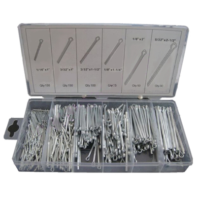 555 Pcs industrial Carbon Steel Galvanized cotter pin assort