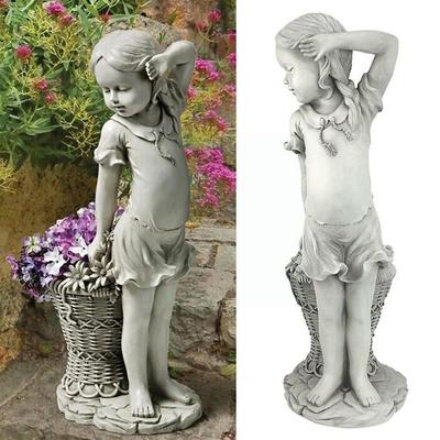 Mini Flower Girl Garden Statues Sculpture Child Figurine