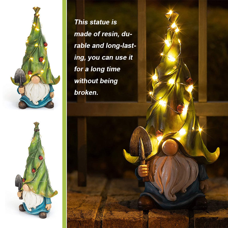 resin with solar led light garden decoration accessories