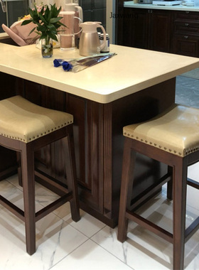 American Bar Chairs Solid Wood Bar Stool Leather High Chair